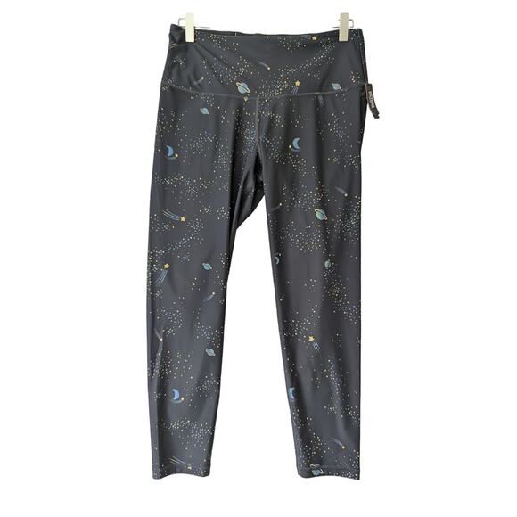 Victoria's Secret Sport 7/8 Tights Black Moon Stars Planets Celestial Size L New - Picture 1 of 8